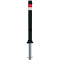 Barrier post | Black - Line | 70 x 70 mm | foldable, self-engaging lockto be fixed by plugs, | incl. base rosette, part-no. 470_60, approx. 400 mm below ground | with triangular locking mechanism acc. with DIN 3223